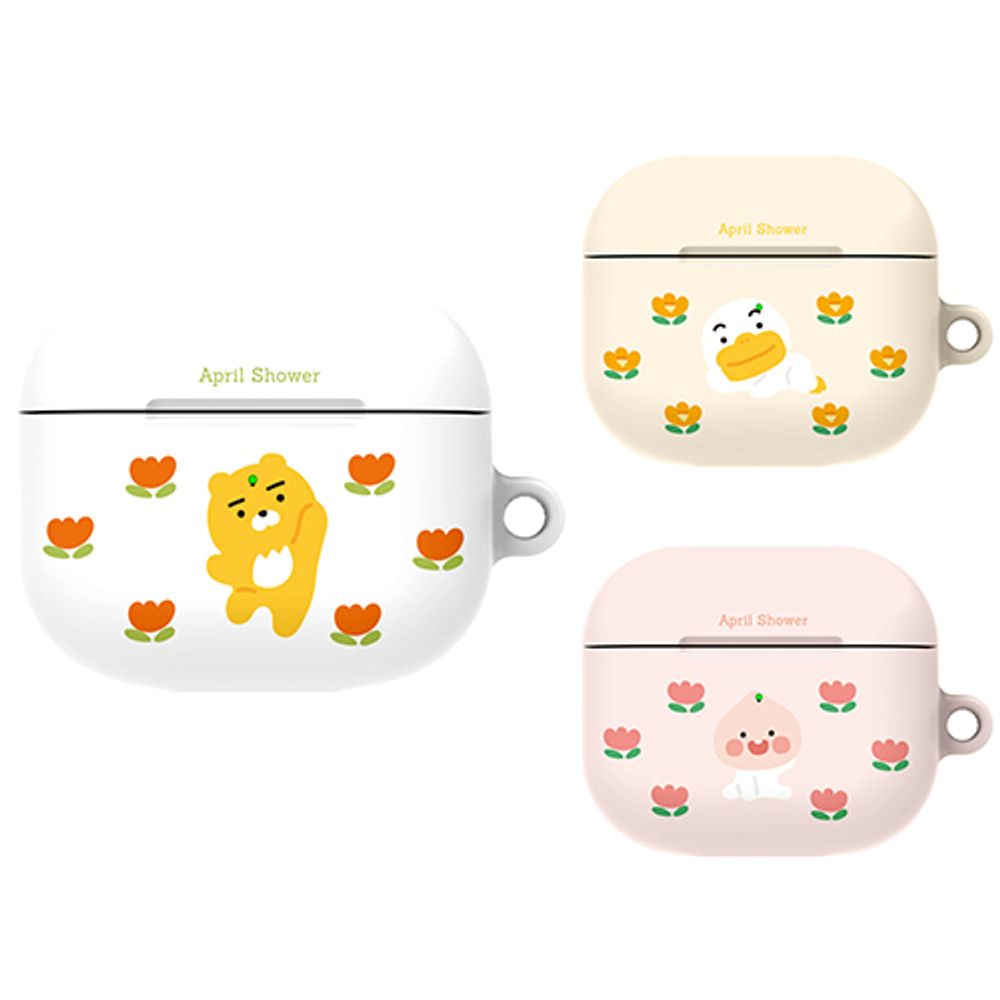 [S2B] Kakao Friends April Shower Flower AirPods3 Clear Slim Case - Apple Bluetooth Earphones All-in-One Case - Made in Korea